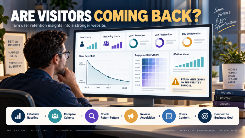 GA4 Retention overview analyzing new users, returning users, cohort retention, engagement, and lifetime value.